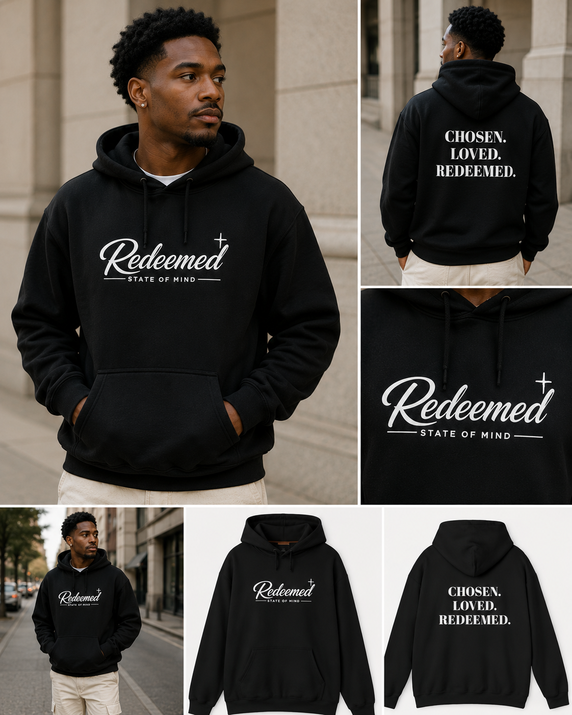 Redeemed Hoodie — "Redeemed: State of Mind" Christian Faith Pullover